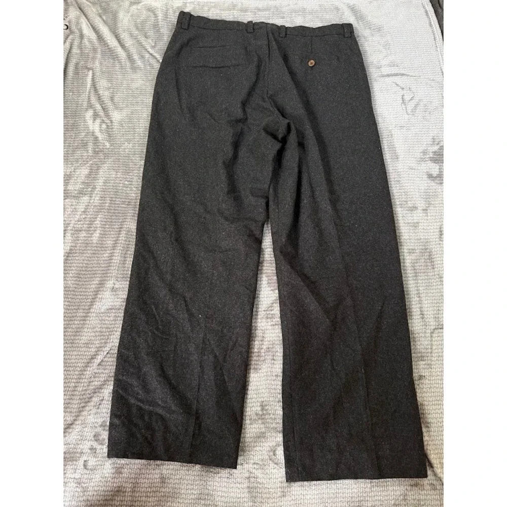 Banana Republic Dawson Wool Blend Dress Pants Charcoal Gray Wide‎ Leg Mens 36x29